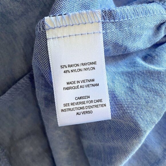 NWT GABBY SKYE CHAMBRAY FLOUNCE TWISTED FRONT MINI DRESS IN LIGHT BLUE - 4 - Picture 10 of 10